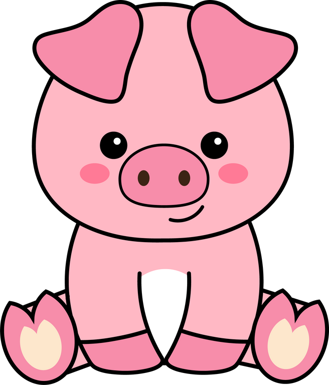 Cute Pig, Kawaii Pig Sitting